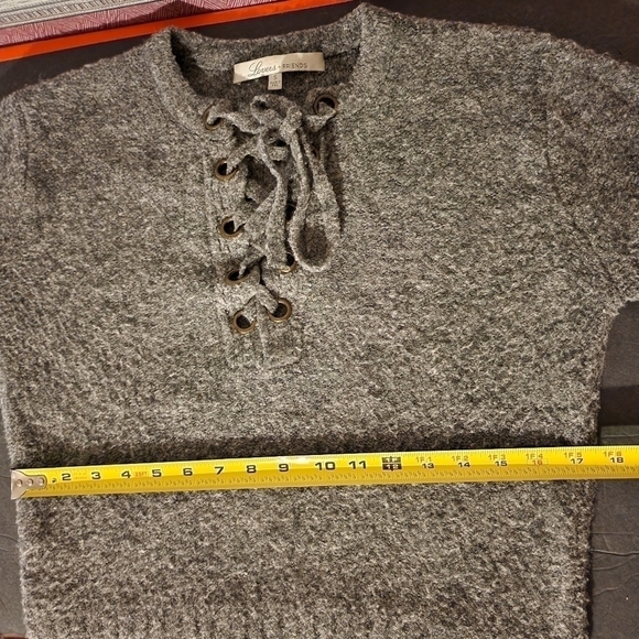 Lovers + Friends Wool Blend Gray Sweater Lace Up Front Womens Size S - Picture 9 of 10